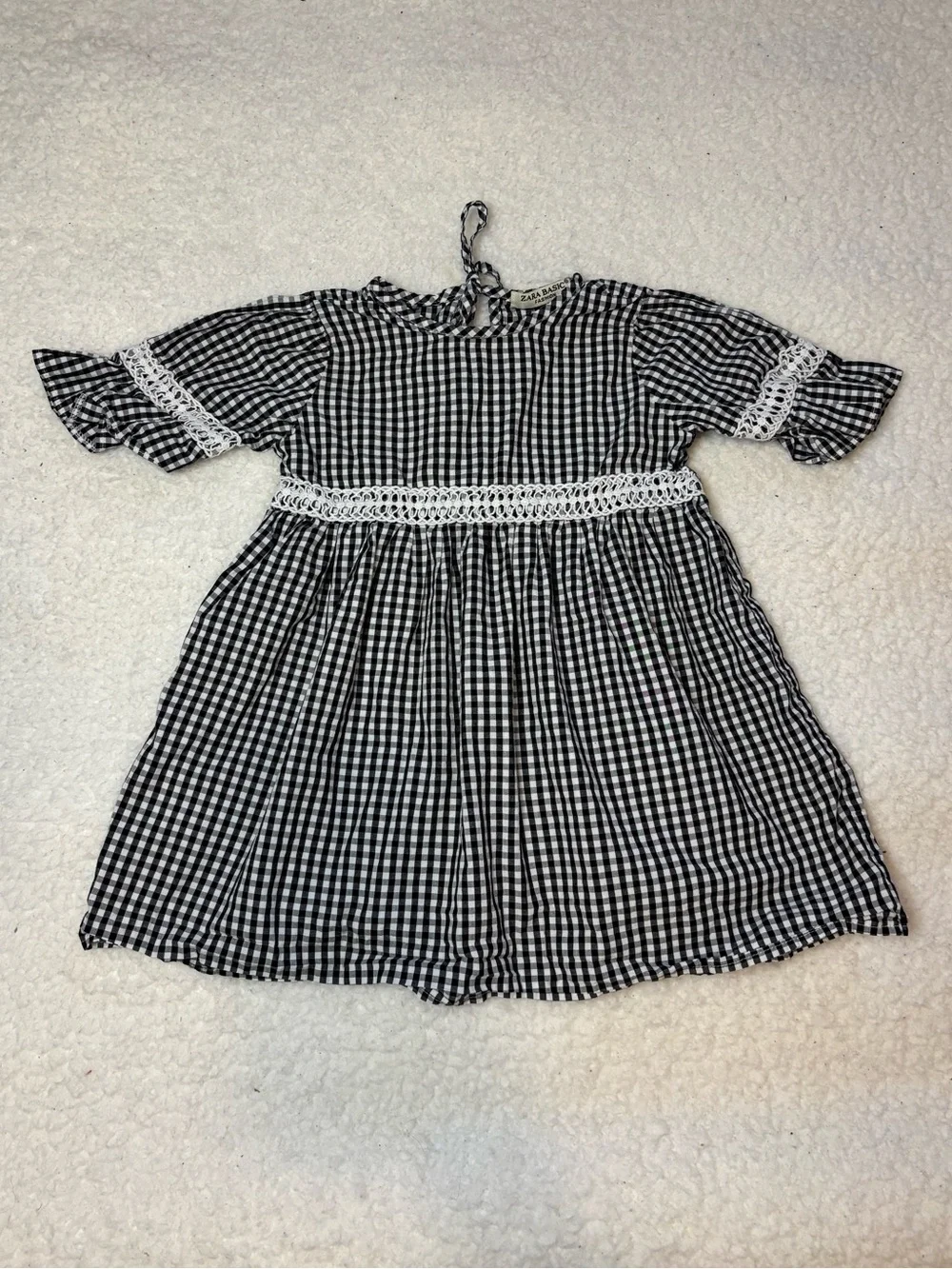 Zara Basic Girl Black and White Gingham A-line Dress